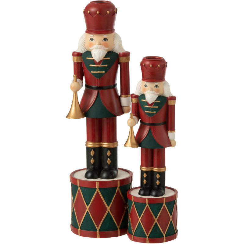 Bougeoir sur pied Casse-noisette Hauteur 35 cm en Résine Rouge Vert - 3