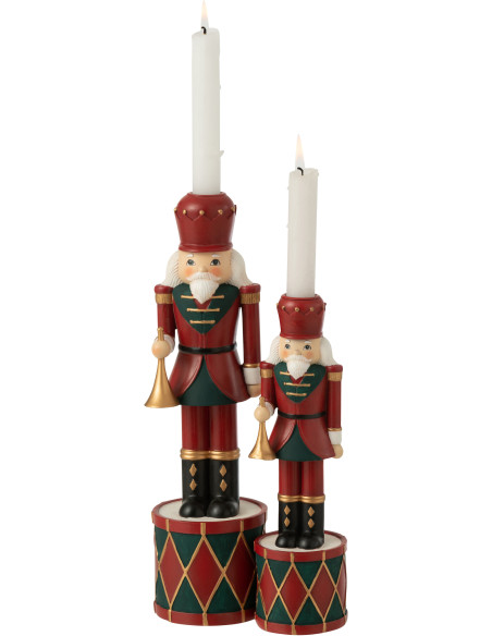 Bougeoir sur pied Casse-noisette Hauteur 35 cm en Résine Rouge Vert - 4