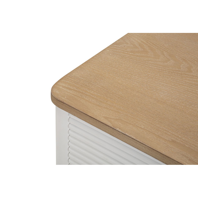 Commode moderne 3 tiroirs en Bois de pin Blanc Naturel Métal Doré Matera 