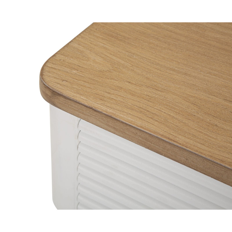 Chevet moderne 1 tiroir en Bois de pin Blanc Naturel Métal Doré Matera 