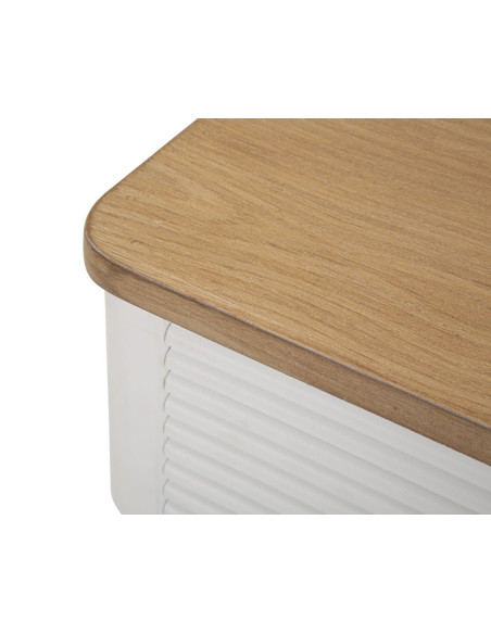 Chevet moderne 1 tiroir en Bois de pin Blanc Naturel Métal Doré Matera 