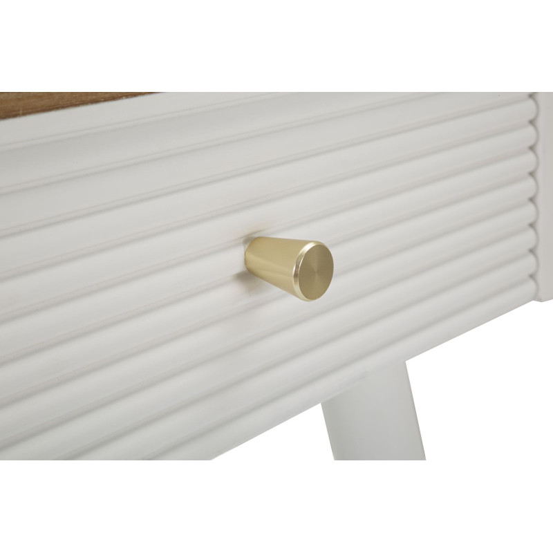 Chevet moderne 1 tiroir en Bois de pin Blanc Naturel Métal Doré Matera 