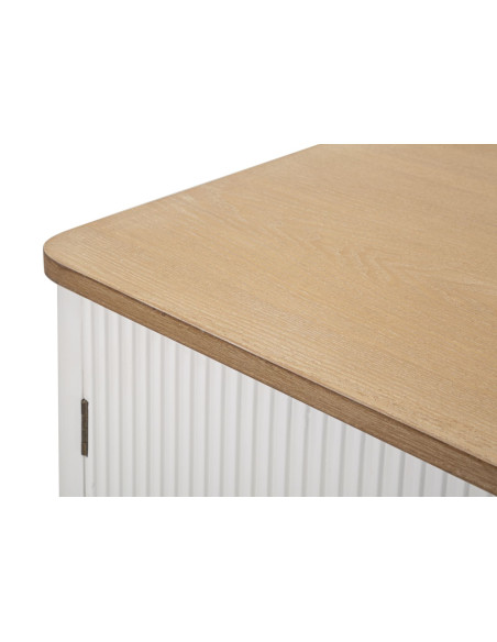 Buffet moderne Bas 2 portes 4 tiroirs en Bois de pin Blanc Naturel Métal Doré Matera 