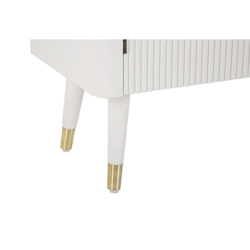 Buffet moderne Bas 2 portes 4 tiroirs en Bois de pin Blanc Naturel Métal Doré Matera 