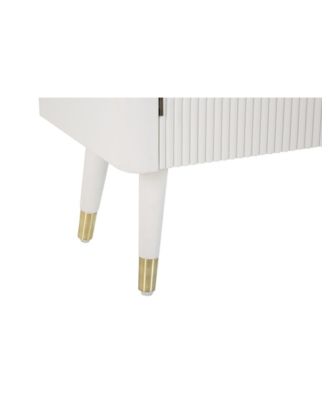 Buffet moderne Bas 2 portes 4 tiroirs en Bois de pin Blanc Naturel Métal Doré Matera 