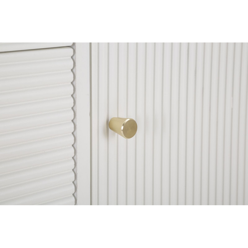 Buffet moderne Bas 2 portes 4 tiroirs en Bois de pin Blanc Naturel Métal Doré Matera 