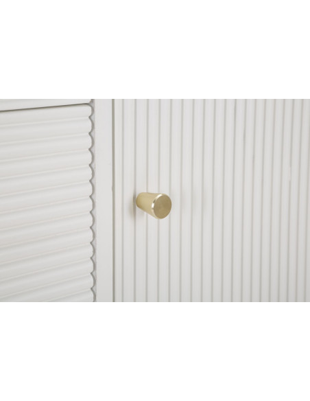 Buffet moderne Bas 2 portes 4 tiroirs en Bois de pin Blanc Naturel Métal Doré Matera 
