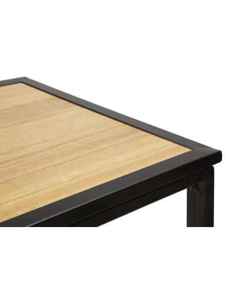 Console originale Rectangulaire en Métal Noir Bois Naturel Motif fleurs Spring 