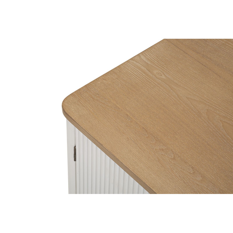 Buffet moderne 2 portes 1 tiroir 1 niche en Bois de pin Blanc Naturel Métal Doré Matera 