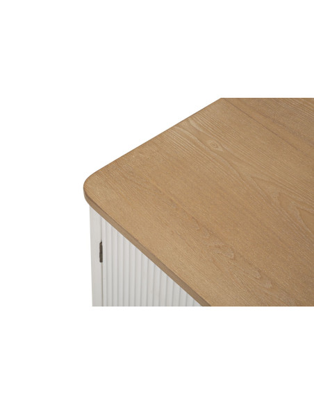 Buffet moderne 2 portes 1 tiroir 1 niche en Bois de pin Blanc Naturel Métal Doré Matera 