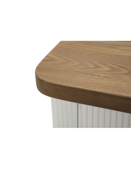 Chevet moderne 1 tiroir 1 étagère en Bois de frêne Marron Blanc Métal Doré Tolosa 