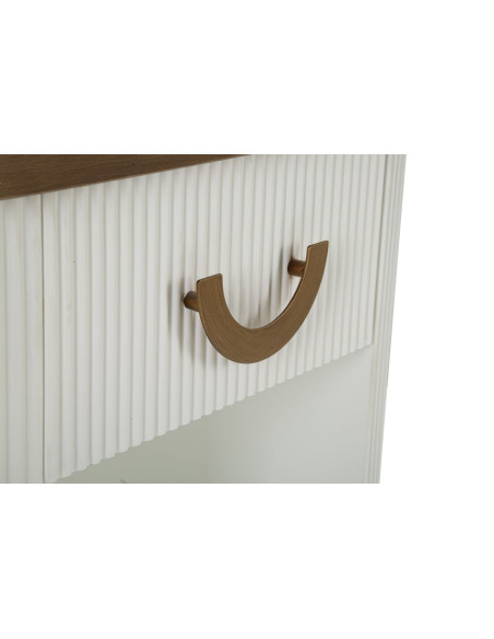 Chevet moderne 1 tiroir 1 étagère en Bois de frêne Marron Blanc Métal Doré Tolosa 