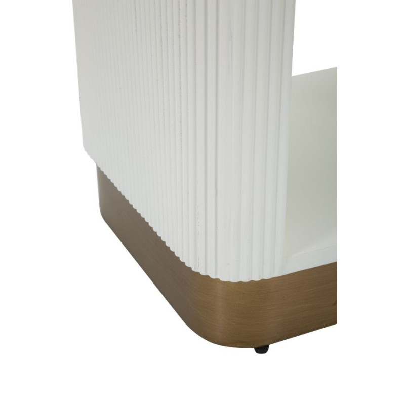 Chevet moderne 1 tiroir 1 étagère en Bois de frêne Marron Blanc Métal Doré Tolosa 