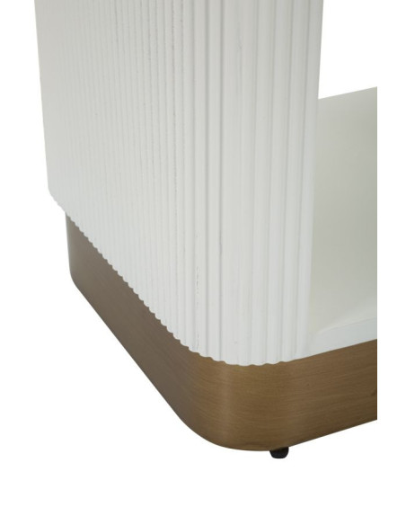 Chevet moderne 1 tiroir 1 étagère en Bois de frêne Marron Blanc Métal Doré Tolosa 