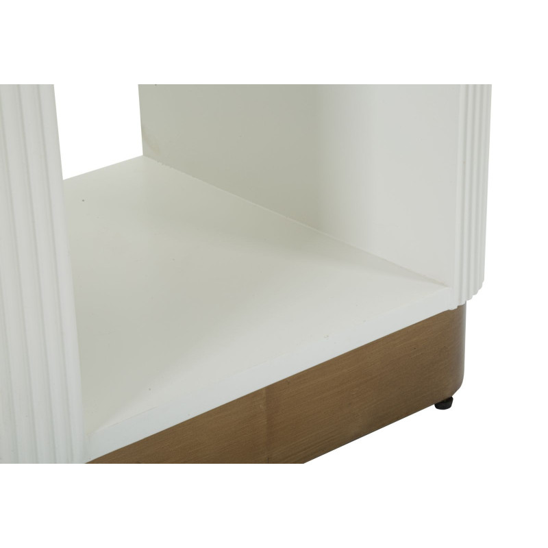 Chevet moderne 1 tiroir 1 étagère en Bois de frêne Marron Blanc Métal Doré Tolosa 