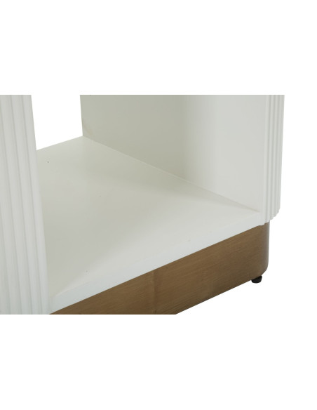 Chevet moderne 1 tiroir 1 étagère en Bois de frêne Marron Blanc Métal Doré Tolosa 