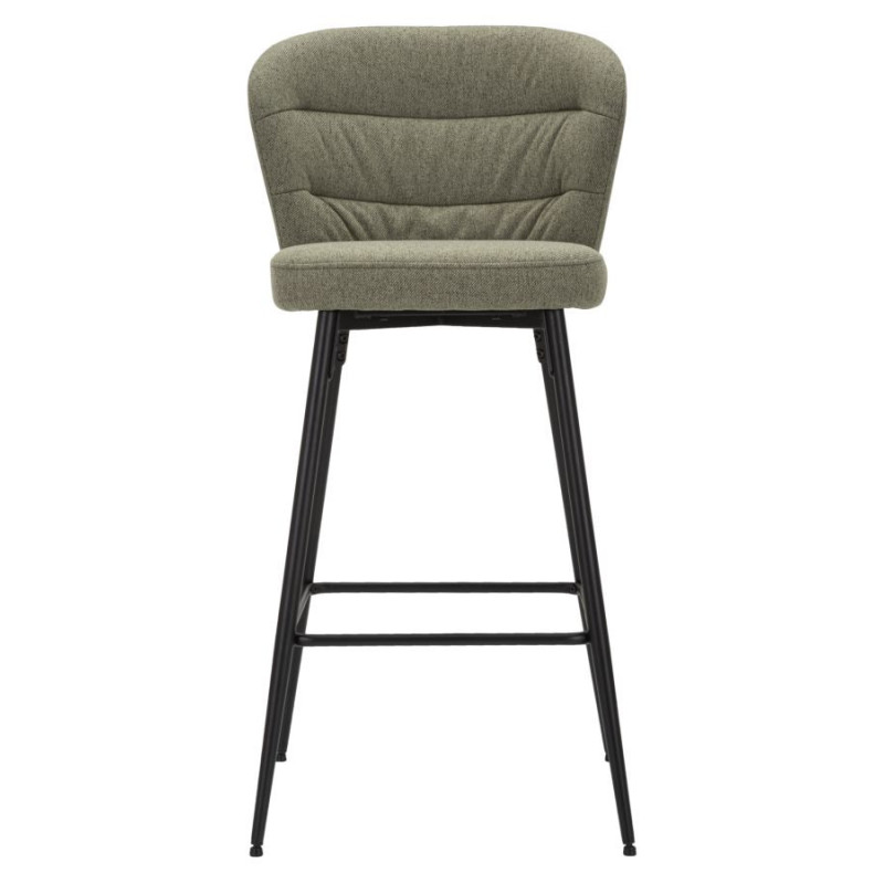 Tabouret de bar moderne avec dossier en Tissu Vert Métal Noir Losanna (Lot de 2) 