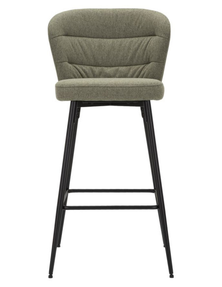Tabouret de bar moderne avec dossier en Tissu Vert Métal Noir Losanna (Lot de 2) 