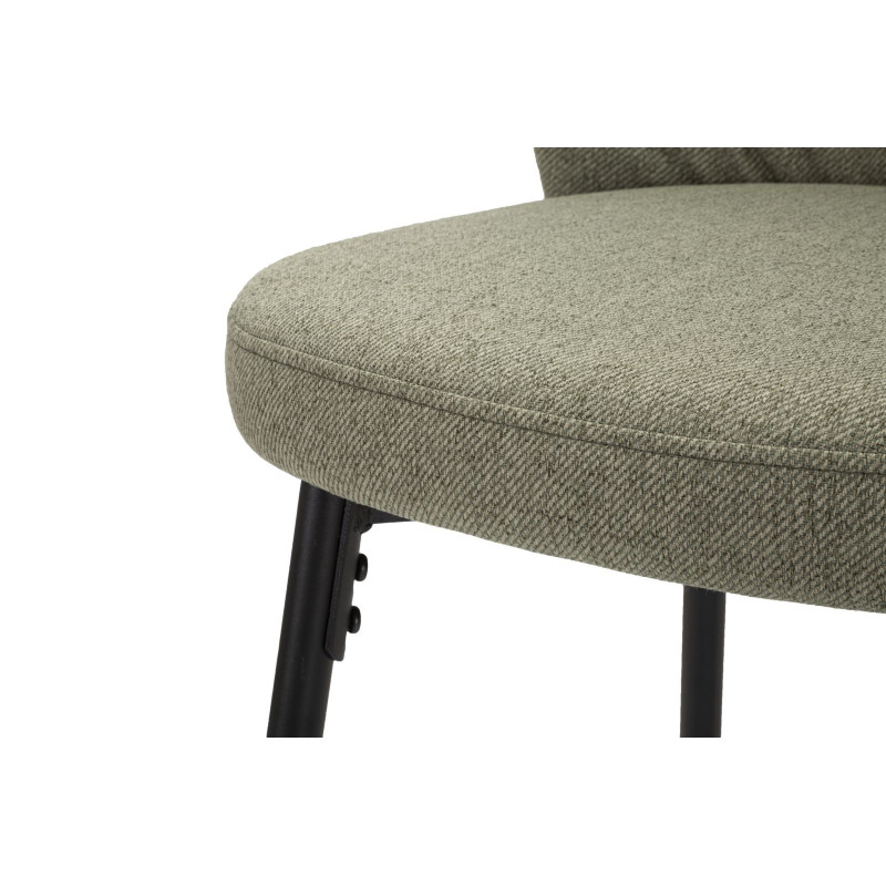 Tabouret de bar moderne avec dossier en Tissu Vert Métal Noir Losanna (Lot de 2) 
