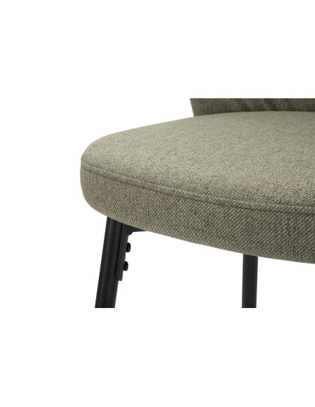 Tabouret de bar moderne avec dossier en Tissu Vert Métal Noir Losanna (Lot de 2) 