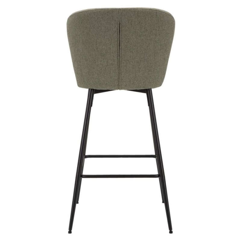 Tabouret de bar moderne avec dossier en Tissu Vert Métal Noir Losanna (Lot de 2) 