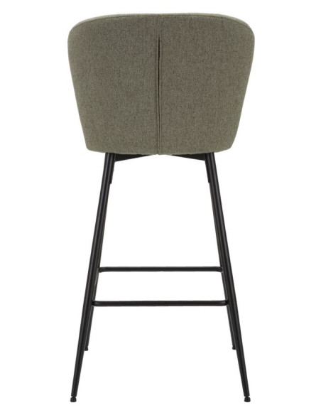 Tabouret de bar moderne avec dossier en Tissu Vert Métal Noir Losanna (Lot de 2) 