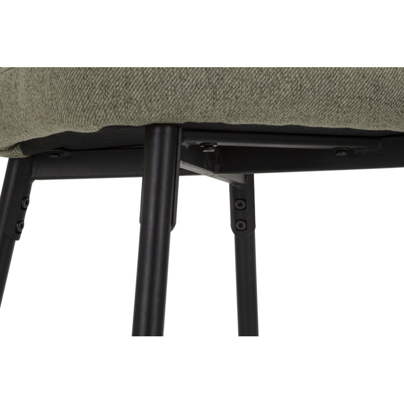 Tabouret de bar moderne avec dossier en Tissu Vert Métal Noir Losanna (Lot de 2) 