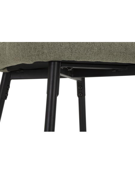 Tabouret de bar moderne avec dossier en Tissu Vert Métal Noir Losanna (Lot de 2) 