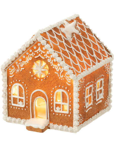 Déco de Noël lumineuse Led Maison Pain d'épices Hauteur 17 cm en Résine Marron - 1