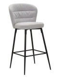 Tabouret de bar moderne avec dossier en Tissu Gris Métal Noir Losanna (Lot de 2)