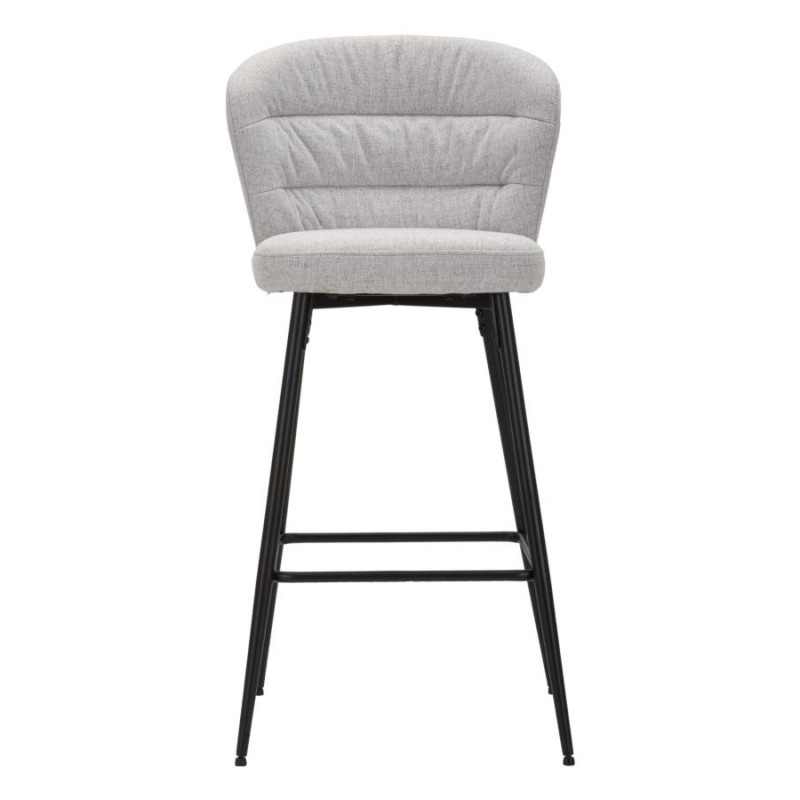 Tabouret de bar moderne avec dossier en Tissu Gris Métal Noir Losanna (Lot de 2) 