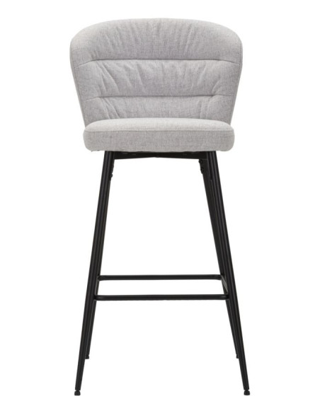Tabouret de bar moderne avec dossier en Tissu Gris Métal Noir Losanna (Lot de 2) 