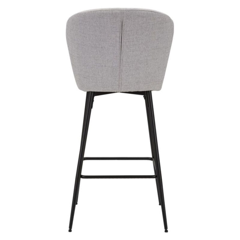 Tabouret de bar moderne avec dossier en Tissu Gris Métal Noir Losanna (Lot de 2) 