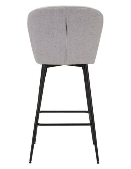 Tabouret de bar moderne avec dossier en Tissu Gris Métal Noir Losanna (Lot de 2) 