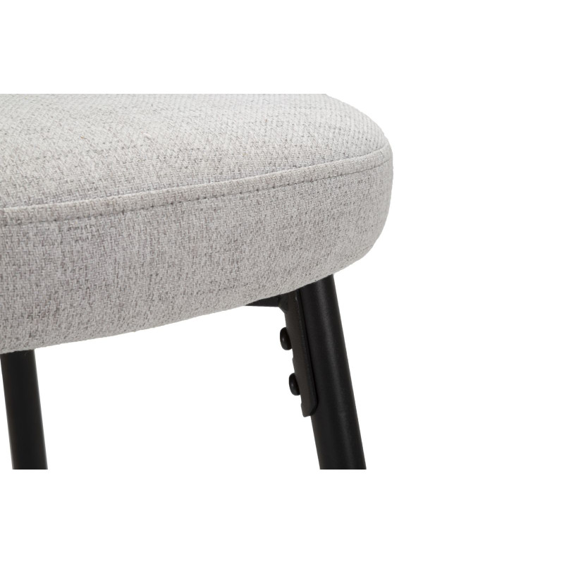 Tabouret de bar moderne avec dossier en Tissu Gris Métal Noir Losanna (Lot de 2) 