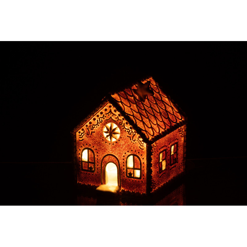 Déco de Noël lumineuse Led Maison Pain d'épices Hauteur 17 cm en Résine Marron - 3