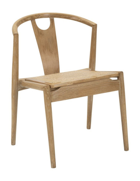 Chaise moderne en Bois de frêne Rotin Naturel Cannage Japan (Lot de 2) 