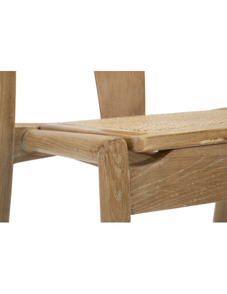 Chaise moderne en Bois de frêne Rotin Naturel Cannage Japan (Lot de 2) 