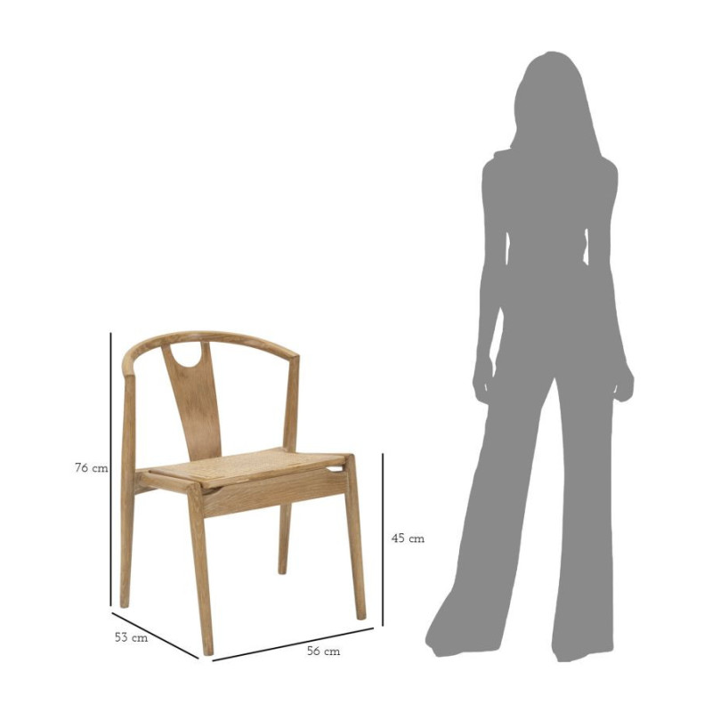 Chaise moderne en Bois de frêne Rotin Naturel Cannage Japan (Lot de 2) 