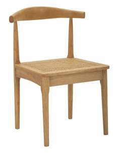 Chaise moderne en Bois d'hévéa Rotin Naturel Cannage Japan (Lot de 2) 