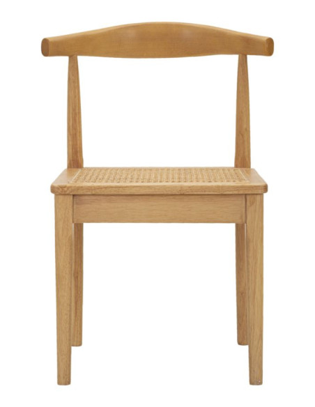 Chaise moderne en Bois d'hévéa Rotin Naturel Cannage Japan (Lot de 2) 