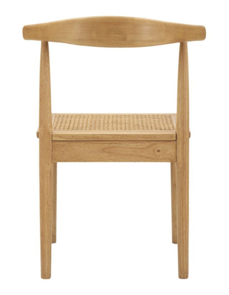 Chaise moderne en Bois d'hévéa Rotin Naturel Cannage Japan (Lot de 2) 