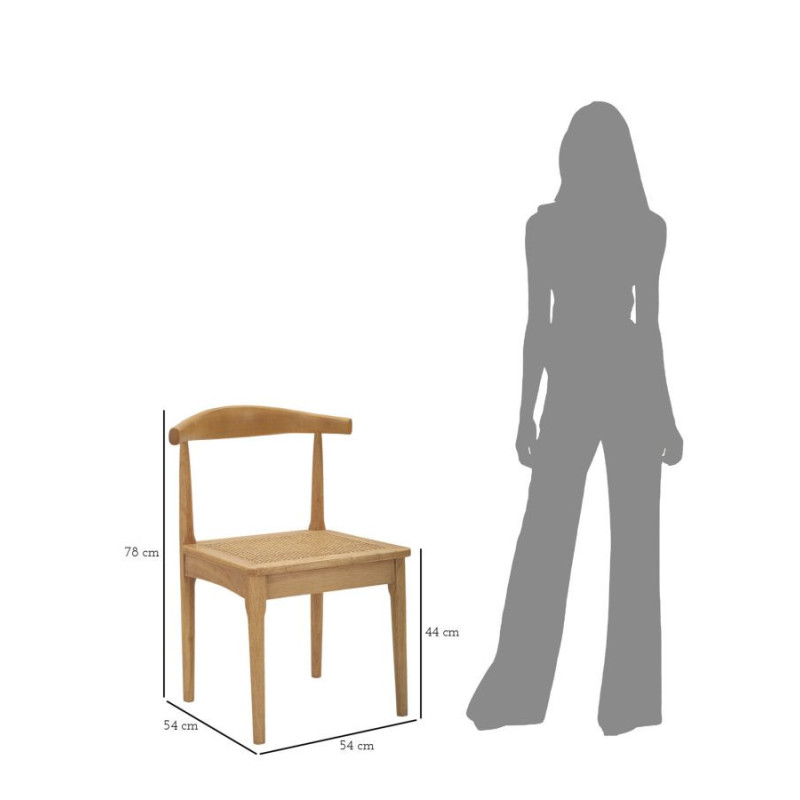 Chaise moderne en Bois d'hévéa Rotin Naturel Cannage Japan (Lot de 2) 