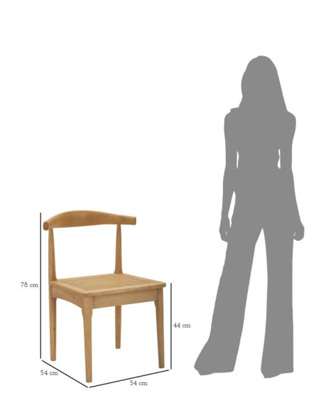 Chaise moderne en Bois d'hévéa Rotin Naturel Cannage Japan (Lot de 2) 