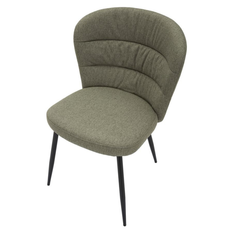 Chaise moderne en Tissu Vert Métal Noir Losanna (Lot de 2) 