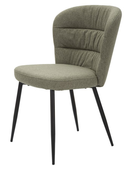 Chaise moderne en Tissu Vert Métal Noir Losanna (Lot de 2) 