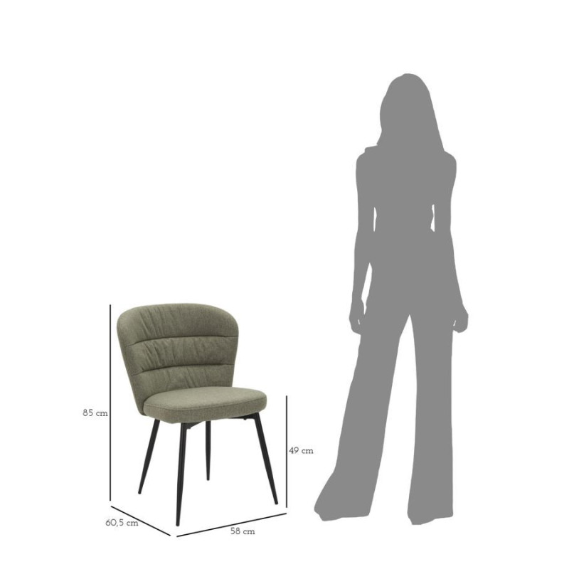 Chaise moderne en Tissu Vert Métal Noir Losanna (Lot de 2) 