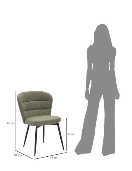 Chaise moderne en Tissu Vert Métal Noir Losanna (Lot de 2) 