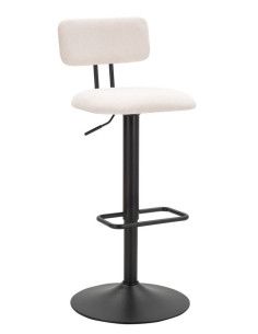 Tabouret de bar moderne avec dossier en Velours côtelé Blanc Métal Noir Alvise 
