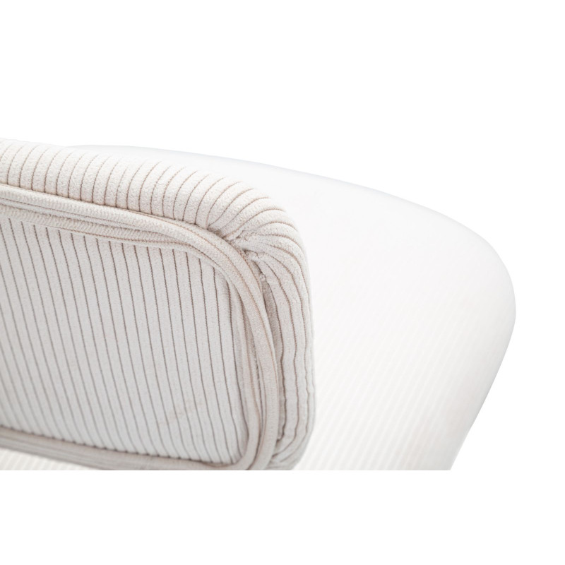 Tabouret de bar moderne avec dossier en Velours côtelé Blanc Métal Noir Alvise 